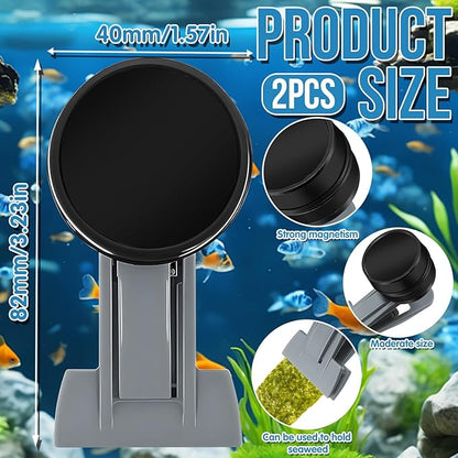 2Pcs Goldfish Feeder, Saltwater Aquarium Accessories Supplies Algae Magnet Seaweed Feeder Aquarium Magnetic Clips, Fish Tank Feeding Ring Suitable for Aquatic Pets