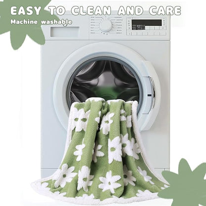 Luciphia Waterproof Pet Blanket for Medium Large Dogs Washable Fluffy Thick Jacquard Shag Fleece Warm Sherpa 3D Textured Flower Print for Cats Puppy Couch Protection (Green,40x28 inches)