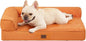 EHEYCIGA Orthopedic Dog Bed Medium Size Dogs, Memory Foam Dog Bed with Washable Removable Cover, Waterproof Pet Sofa Couch for Crate with Nonskid Bottom, 30x20x6, Pumpkin