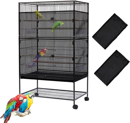 Bird Cage Seed Catcher,Large Birdcage Net Cover,Bird Cage Accessories for Parrot Parakeet Cockatiels Conures Macaw African Round Square Cages(118 * 31inch,2 PCS)