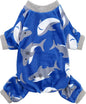 Fitwarm Shark Dog Pajamas, Dog Clothes for Small Dogs Girl Boy, Pet Onesie with Feet, Cat Outfit, Lightweight Velvet, Royal Blue, Large
