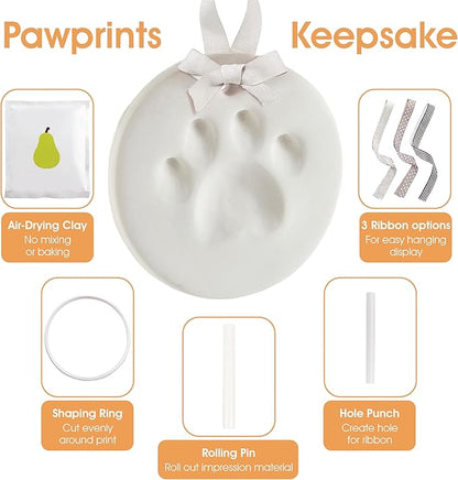 Pearhead Pet Paw Print Keepsake Ornament Kit,Memorial Clay Paw Impression for Dogs & Cats,DIY Hanging Pet Memorial with Ribbons,Pet-Keepsake Gift,(Pack of 2)