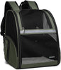 Cat Backpack Carrier for Small Dogs and Medium cat Puppy Kitten Bunny Pet Carrier Backpack Collapsible with Fully Ventilated Mesh with Safety Leash (DarkGreen, 12.9" L x 10.62" W x 15.5" H - M)