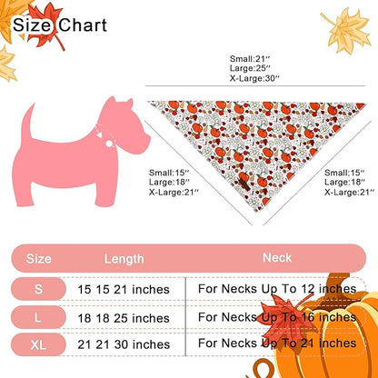 Fall Dog Bandana – Beige Pumpkin Floral Triangle Scarf for Small Medium Large Dogs, Soft Cotton Pet Bib for Autumn Thanksgiving, Adjustable Dog Kerchief for Seasonal Daily Wear
