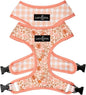 Lucy & Co. Cute Reversible Dog Harness Walking Halter - Best Designer Pet Harnesses for XS - XL Dogs - Padded Adjustable Vest for Easy Walking-Large-Peach Pink Floral Plaid