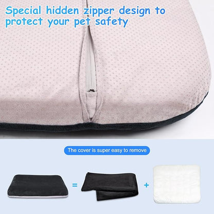 Magic Dog Super Soft Large Dog Bed Orthopedic Pet Beds 30 Inch Washable Anti Slip Dog Sleeping Mattress with Removable Cover, Dark Grey M
