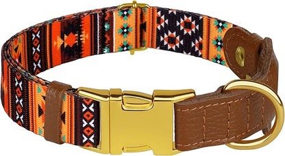 AirTag Dog Collar for Small Medium Large Breed - Adjustable Cute Pattern Dog Collar with Airtag Holder - Soft Leather Tracker GPS Apple Air Tag Pet Collars (X-Large, 20"-25" Neck Fit, Western)