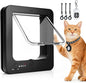 Smart Cat Door for Interior & Exterior, RFID Cat Pet Door with 3 Collar Sensor Keys & 1 Remote Control & 4 Way Locking Cat Flap with Collar Sensors Activated Opening CatDoor (Black)
