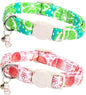 Cat Collar-2 Pack Cute Cat Collars Peach & Lemon Print Breakaway with Kitten and Bell Pendant Safety Buckle Pet Collar Soft Cotton Collar for Cats and Small Pets Gift