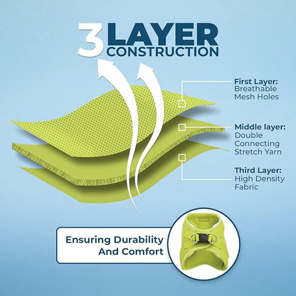 Best Pet Supplies Voyager Step-in Air Harness - All Weather Mesh, Reflective, No Pull Harness for Dogs, Cats - Secure with Hook & Loop Fastener, Buckle, Double D-Rings - Lime Green, S