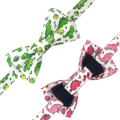 2 Pack Cotton Cat Collar with Bow Tie and Bell for Male Female Cats,Soft Fancy Breakaway Kitty Kitten Collar with Ghost& Pumpkin Patterned Design for Boy Girl Cats. (Dinosaur)