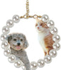 Chunky Pearl Dog Collar(0.55 Inch) for Small Dogs Cats, Adjustable Beaded Dog Collar Imitation White Pearls, Elegant Dog Jewelry Girl Accessories for XS Extra Small Dogs Necklace.