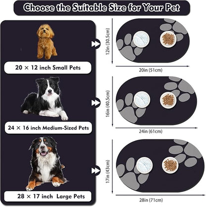 Large Pet Feeding Mat – 28''x17'' Absorbent Dog Mat for Food and Water, Easy Clean Cat Dog Water Bowl Mat, Non-Slip Pet Water Mat Protect Floor, Fit with Automatic Feeders and Double-Bowl