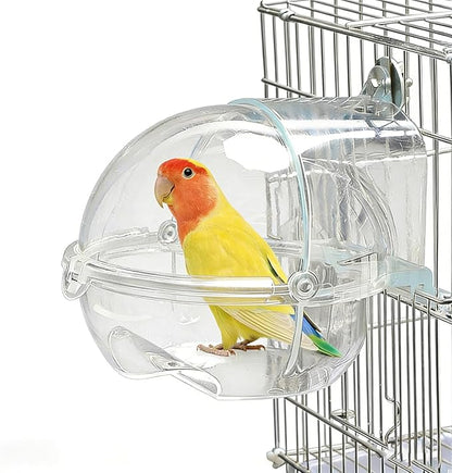 Bird Bath Box for Cage,Parrot Hanging Planet Bathtub No-Leakage Transparent Omnidirectional Observation Tub Shower Box Birds Cage Accessory for Canary Parrot Cockatiel Lovebird