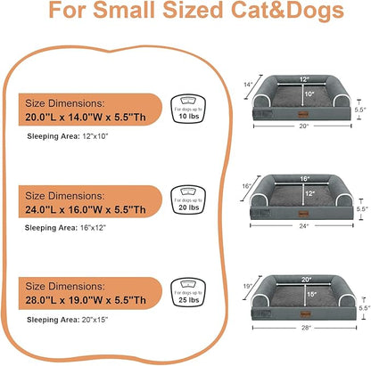 Small Dog Bed Orthopedic Washable: Beds Bolster Small Sized Dogs Bed Egg Crate Foam Couch Sofa Waterproof with Removable Cover - Dark Grey