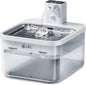 DownyPaws Battery Operated Cat Water Fountain Stainless Steel, 84oz/2.5L Fursink Wireless Pet Water Fountain for Cats Inside, Automatic Dog Water Dispenser with Faucet, Quiet Pump, BPA-Free, White