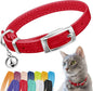 CollarDirect Leather Cat Collar with Bell - Kitten Collar, Small and Big Cat Collar for Boy Cats, Girl Cats with Safety Elastic Strap (Neck Fit 6"-7", Red)