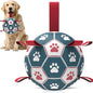 QDAN Dog Toys Soccer Ball with Straps：Durable Balls for Large Dogs, Outdoor Dog Toys, Puppy Birthday Gifts (8 Inch)