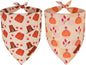 ADOGGYGO Thanksgiving Dog Bandanas 2 Pack, Reversible Turkey Pumpkin Pet Scarf Bib, Adjustable Fit Orange Thanksgiving Bandana for Small Dogs (Small)
