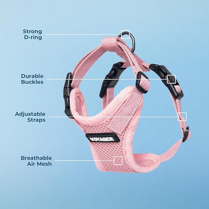 Voyager Step-in Pet Harness - All Weather Mesh, Adjustable Step in Harness for Cats and Dogs by Best Pet Supplies - Pink, L