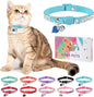 Rhinestone Cat Collar Breakaway with Bell, Diamond Cat Collar with Safety Buckle Quick Release for Girl Boy Small Kitten Pets Puppy,Cute Soft Female Male Cat Collars, Color Blue 8-12"