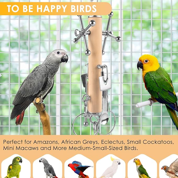KATUMO Bird Toys, Parrot Pull Spoons, Spinning Toys for Small to Large Parrots