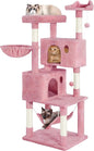 Yaheetech Multi-Level Cat Tree, Large Cat Tower with Condos Platform, Cat House Cat Tree for Medium Cats Pink, 64.5in