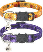 Halloween Cat Collar, 2 Pack, Breakaway Cute Cat Collar with Bells, Halloween Purple