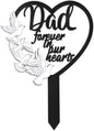 BUoonyer Stake Graves Cemetery Decorations - Dad Metal Memorial Grave Markers, Father Heart Graveyard Sympathy Plaque, Dove Remembrance Graveside Burial Decor Sign for Outside Yard Garden