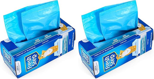 Fresh Step Drawstring Cat Litter Box Liners, Fresh Scent - Kitty Litter Bags for Rectangle or Oval Large Litterboxes, Size Large, 30" x 17" - 7 Count (Pack of 2)