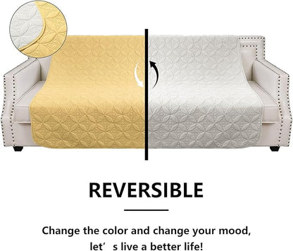 Waterproof Dog Blanket, 52x82 inches Pet Couch Covers for Sofa, Bed Furniture Protector from Dogs Washable and Reversible-Sand+Cream