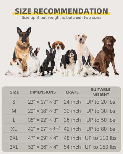 Orthopedic XL Dog Beds Large Sized Dog Waterproof Bed with Removable Washable Cover and Non-Slip Bottom, Quilting Pet Mattress for Crate, 41x27 Inch, Light Gray