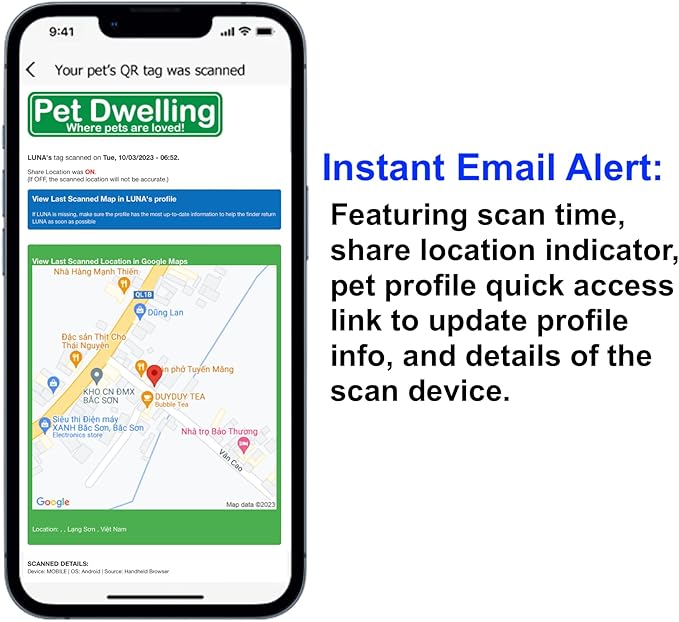 Pet Dwelling QR Code Pet ID Tag – Smart Dog & Cat ID Tags for Pet Safety, Free Personalized Online Profile, Instant Scan Alerts, AI Insights (Summer Blue Paw)