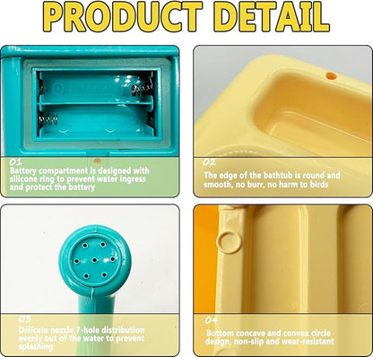 kathson Parrot Bathtub,Automatic Bird Shower Box,Multifunctional Parakeet Bathtub with Faucet,Bird Bathing Tub Pool Toy for Small Medium Birds Cockatiel Lovebird Budgie,Yellow