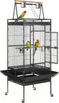 ZENY 68-Inch Birdcage, Playtop Parrot Cage, Wrought Iron Bird Cage with Rolling Stand, Heavy-Duty Pet Bird House for Parrot Cockatiel Cockatoo Parakeet Macaw Finches, Black