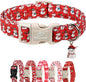 Christmas Dog Collar - Cute Red Snowman Christmas Puppy Collar with Safety Buckle, Soft Adjustable Holiday Dog Collars for Small Medium Large Dogs S
