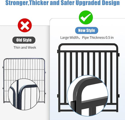 New Thickened Version Dog Playpen, 32 Inch Dog Fences for The Yard, Portable Outdoor Dog Playpen for Large/Medium/Small Dogs, Foldable Metal Dog Dlaypen, with Doors (16 Panels, 32 Inch)