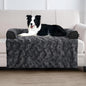 Calming Large Dog Bed for Couch, 41 x 37 inch Removable Couch Cover for Dogs Washable, Non-Slip Fluffy Plush Dog Sofa Mat for Furniture Protector - Dark Grey