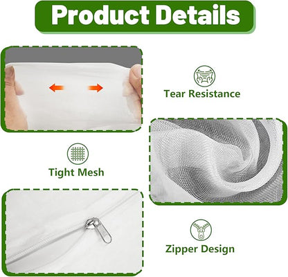 6 Pack 16.9 * 16.9 * 47.2inch Plant Cover for Square Tomato Cage,Tomato Trellis Mesh Netting Covers with Zipper Drawstring Bird Netting for Garden Protection