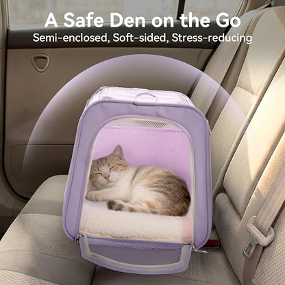 PETSFIT Soft-Sided Cat Carrier with Patented Safety Buckles, Lockable Zippers & Safety Tether,Escape-Resistant Travel Pet Carrier for Car Rides & Vet Visits, Airline Approved Under-Seat, Up to 12 lbs
