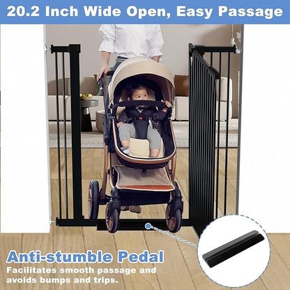 40.5" Extra Tall Baby Gate for Stairs, 29.5"-40.5" Extra Wide Dog Gate Indoor for The House, Auto Close Pressure Mounted Safety Child Toddler Gate, Pet Gate for Doorways Kitchen, Black