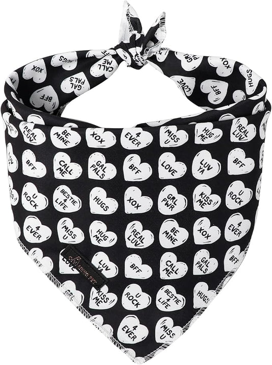 ARING PET Valentine's Day Dog Bandana, Cute Black White Pet Bandanas Scarf Triangle Bibs Handkerchief for Puppy Small Medium Large Boy Girl Dogs-S