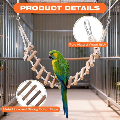Naturals Rope Wooden Ladder Bird Swing for Parrots & Hamsters