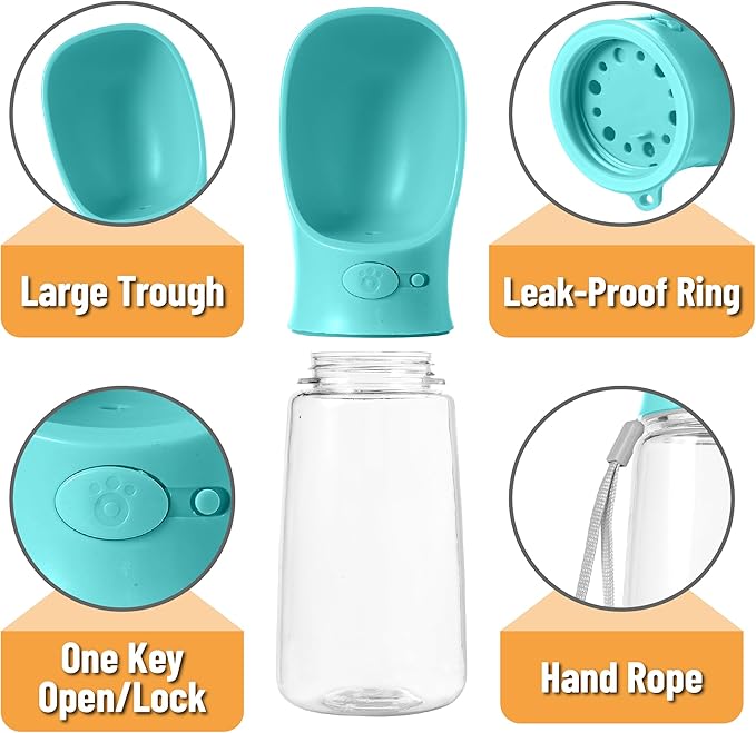 Mr. Pen- Dog Water Bottle, 19 oz, Large, Aqua Blue, Portable Dog Water Bottle Dispenser, Not Dishwasher Safe