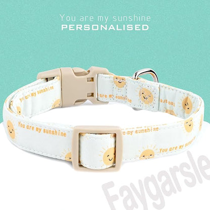 Faygarsle Sunshine Pattern Dog Collar, Adjustable Cotton Fabric, Cute Design for Small Medium Large Dogs XS