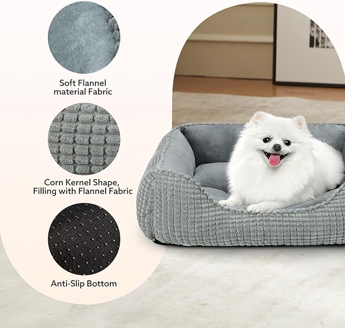 MIXJOY Large Dog Bed for Large Medium Small Dogs, Rectangle Washable Orthopedic Dog Bed, Soft Calming Sleeping Puppy Bed Durable Pet Cuddler with Anti-Slip Bottom L(30"x24"x9")