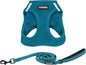 Best Pet Supplies Voyager Step-in Air All Weather Mesh Harness and Reflective Dog 5 ft Leash Combo with Neoprene Handle, for Small, Medium and Large Breed Puppies - Set (Turquoise), S