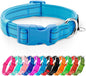 azuza Reflective Dog Collar,Soft Neoprene Padded Pet Collar with ID Tag Ring,Adjustable for Medium Dogs,Sky Blue,M