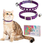 Rhinestone Cat Collar Breakaway with Bell, Diamond Cat Collar with Safety Buckle Quick Release for Girl Boy Small Kitten Pets Puppy,Cute Soft Cat Collars, Color Diamond Purple 8-10.5"
