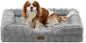 Orthopedic Dog Bed for Large Medium Size Dog, Soft and Warm Faux Fur Sofa for Pet Up to 75 lbs, Foam Bolster Anti-Slip Couch with Washable Removable Cover, L 36x27x6.5 inch, Grey